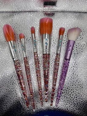 SLMissGlam‎ Rainbow Luxe 5pc Brush Set + Bonus Purple Glitter Angled Blush Brush